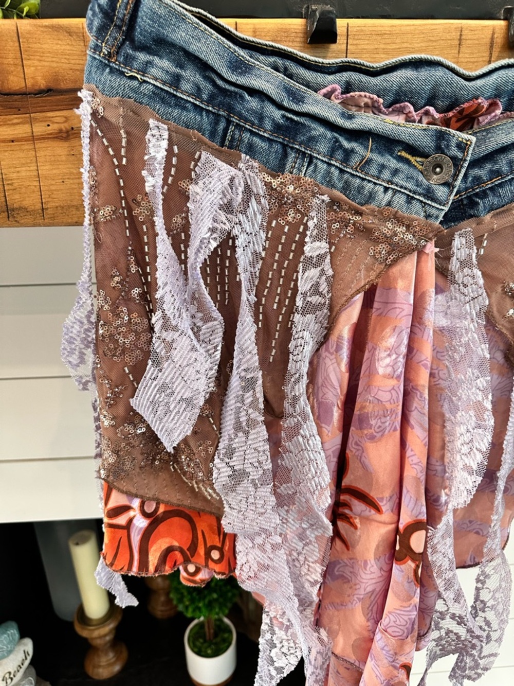 Custom Made Boho Denim Vest and Waist Wrap - Picture 15 of 16